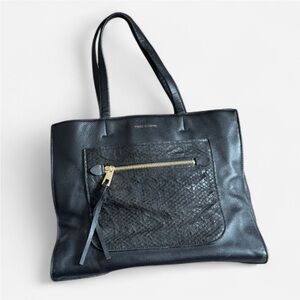 Vince Camuto Large Black Leather Tote w/ Gold Hardware - ELVAN Office Bag Laptop